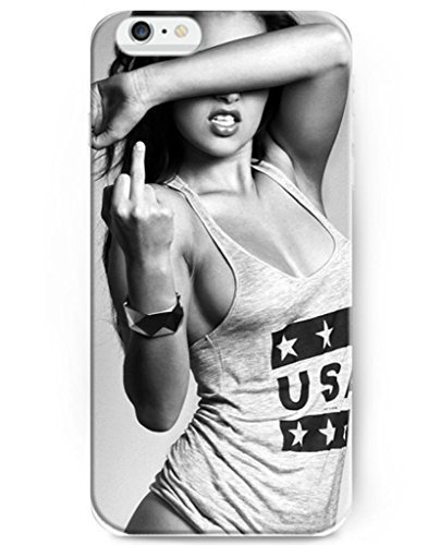 iPhone 6 Case (4.7inch), UKASE Hard Back Cover Skin Cases with Cool Painting of Sexy Girl with Fuck Sign