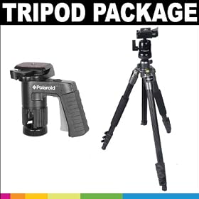 Polaroid Premium Package: Polaroid 65" Pro Carbon Fiber Tripod With Ballhead + Deluxe Tripod Carrying Case + Polaroid Pistol Grip Mount With Ball Head For Digital Cameras &amp; Camcorders: Camera &amp; Photo