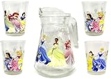 Disney Princess 5-Piece Glass Pitcher & Cups Set