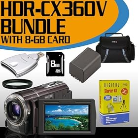 Sony HDR-CX360V High Definition Handycam Camcorder 8GB STARTER KIT
