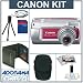 Canon Powershot A470 Digital Red Camera Kit, with 2 GB SD Memory Card, Deluxe Carry Case, Mini Table Top Tripod, Neck Strap, Memory Card Wallet, Screen Protecters for LCD Screen, Cleaning Fluid with Cloth