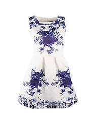 Sexy Pleated Vintage Floral Print Summer Sleeveless  Shirt  Dress