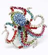Sea Creature Octopus Raibow Crystals Cocktail Ring