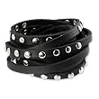 SilberDream Lederarmband schwarz mit Nieten f�r Damen oder Herren Leder Armband Echtleder LA2250S