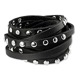 SilberDream Lederarmband schwarz mit Nieten f�r Damen oder Herren Leder Armband Echtleder LA2250Svon "SilberDream Leder"