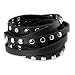 SilberDream Lederarmband schwarz mit Nieten f�r Damen oder Herren Leder Armband Echtleder LA2250S