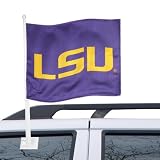 NCAA LSU Tigers Purple Car Flag W/Gold "LSU"