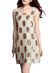 Sequined Glittering Vintage Beaded Sleeveless Polyester General Print Cocktail Prom Dress/Party Dress 