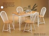 Solid Wood Natural & White Dining Set Table & 4 Chairs