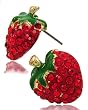 HOT & JUICY!! Strawberry Stud Post Earrings - Ruby Red Crystals