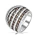 Bling Jewelry Coffee CZ Banded Dome Cocktail Ring Rhodium Plated