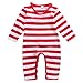 Baby Boys Girls Christmas Long Sleeve Red White Striped Snowman Romper