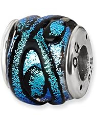 Sterling Silver Reflections Blue Dichroic Glass Bead