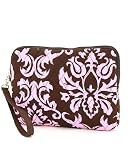 Pink & Brown Damask Quilted I-Pad Case Wristlet Bag