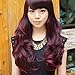Sunward High Quality New Womens Girls Wine Red Fluffy Neat Bangs Long Full Curly Wavy Glamour Hair Wig Fashion Wig
