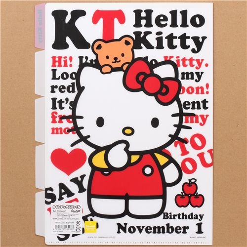 Imagen 2 de Carpeta plástico A4 5 pestañas Hello Kitty corazón manzana