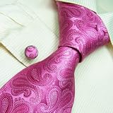 NEW Y&G Designer hand made pink Paisleys 100% Jacquard Woven Pure Silk Mens Neck Tie and Cuff Links Set 1001