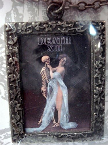 Tarot Card Skeleton with Girl Halloween Necklace By No Monet