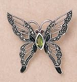 Marcasite with Peridot Butterfly Pin