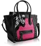 Signore borsa, design cranio, sacchetto di spalla, sacchetto di tote, sciarpa del cranio, nero e rosa
