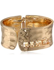 Kenneth Cole New York "Shiny Metals" Faceted Bead Gold Sculptural Hinged Bangle Bracelet, 8"