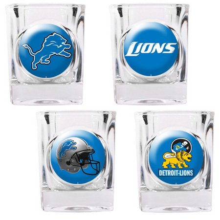 NFL Detroit Lions Four Piece Square Shot Glass Set (Individual Logos)