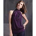 INC International Concepts Petite Top, Ruffled Sleeveless Mock Collar