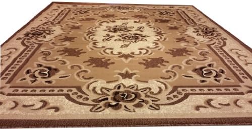 E507 French Aubusson Traditional Medallion Beige Berber Hand Carved 7ft 8ft Runner Rug Actual Size 2'0"x7'6" P59.jpg