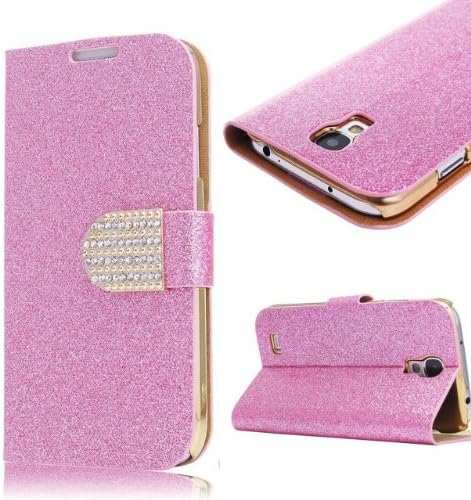 S4 Case,Galaxy S4 Case, Welity Hot Pink Color Bling Wallet Luxury Leather Magnetic Flip Cover Case for Samsung Galaxy S4 i9500 and one gift