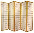 Good Short Size Room Divider - 5ft. Window Pane Japanese Folding Privacy Screen - 5 Panel Honey