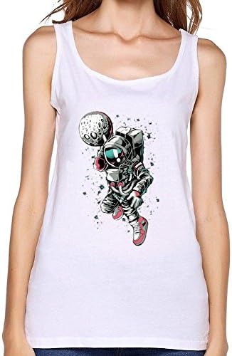 Jikop One Women's Designed Astronaut Dunk Squares Tank Top White XL