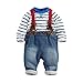 Baby Boys Jeans Bib Pants Striped T-shirt Top Overall