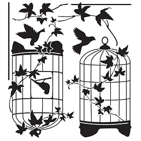 Reusable Easy Wall Applique Stickers - Ivy Covered Birdcages