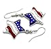 Patriotic Red White Blue American USA Flag Star Dangle Drop Earrings 4th of July Independence Day Gift