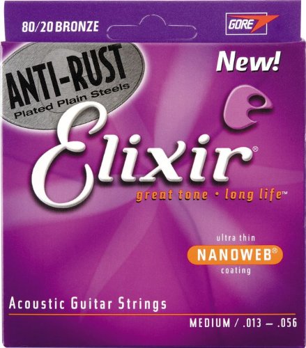 Elixir（エリクサー） アコースティックギター弦（.013-.056）アンチ･ラストAnti-Rust NANOWEB Medium 18102