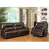 CH-8862-BRN-3/1 Premium Italian Leather Sofa and Recliner With Wood Construction Top Grain Italian Leather Thick Contrasting Stitching Frames Are Foam Encased For Protection & In Brown CH-8862-BRN-3/1 Premium Italian Leather Sofa and Recliner With Wood Construction Top Grain Italian Leather Thick Contrasting Stitching Frames Are Foam Encased For Protection & In Brown