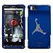 MOTOROLA DROID X SILVER GRAY GREY AIR JORDAN LOGO ON A BLUE HARD CASE COVER