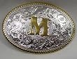 SILVER/GOLD PLATED  MONOGRAM LETTER "M" BELT BUCKLE