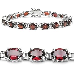 18.00 Carat Genuine Garnet Ovals Eternity Bracelet by