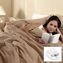 Sunbeam King Box Pattern Premium Heated Electric Warming Heating Blanket, Mushroom Beige