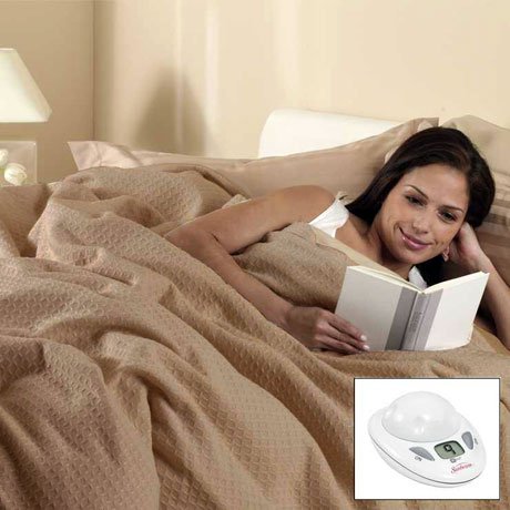 Sunbeam King Box Pattern Premium Heated Electric Warming Heating Blanket, Mushroom Beige
