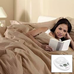 Sunbeam King Box Pattern Premium Heated Electric Warming Heating Blanket, Mushroom Beige
