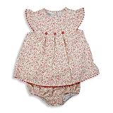 Mulberribush - Infant Girls Cap Sleeve Floral Dress Set, Red, White