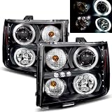 07-08 GMC Sierra Black CCFL Halo Projector Headlights  w Amber by Luminx Lighting