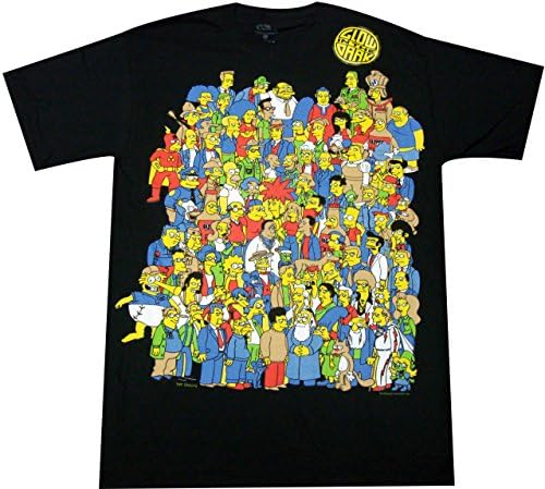 Simpsons Group With Glowing Homer - Simpsons T-shirt: Adult XL - Black
