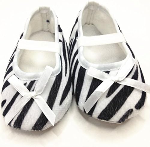 ETSYG Infant Baby Toddler Girl Light White Zebra Crib Soft Flat Shoe 0-12M (13cm-for 9-12 M)