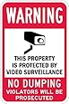 SmartSign 3M Engineer Grade Reflective Sign, Legend "Warning: Video Surveillance No Dumping" with Graphic, 18" high x 12" wide, Black/Red on White