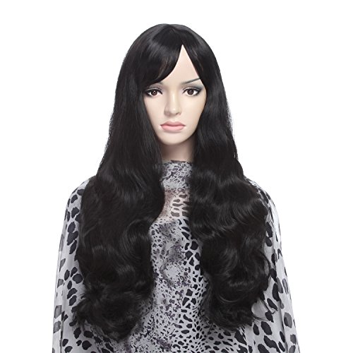 YOPO Halloween Wig Long Wavy Curly Hair Wigs for Women Synthetic Cosplay Costume Party Wig, Full Wig, 29.5'' Hair Wigs with Bangs, Heat Resistant, Daily Use, Free Cap & Hair Pins