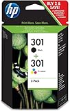 HP Original Druckerpatrone 301 (dreifarbig + schwarz, Kombipack 190/165 Seiten) CR340EE