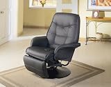 Black Leatherette Cushion Swivel Recliner By Coaster Furniture